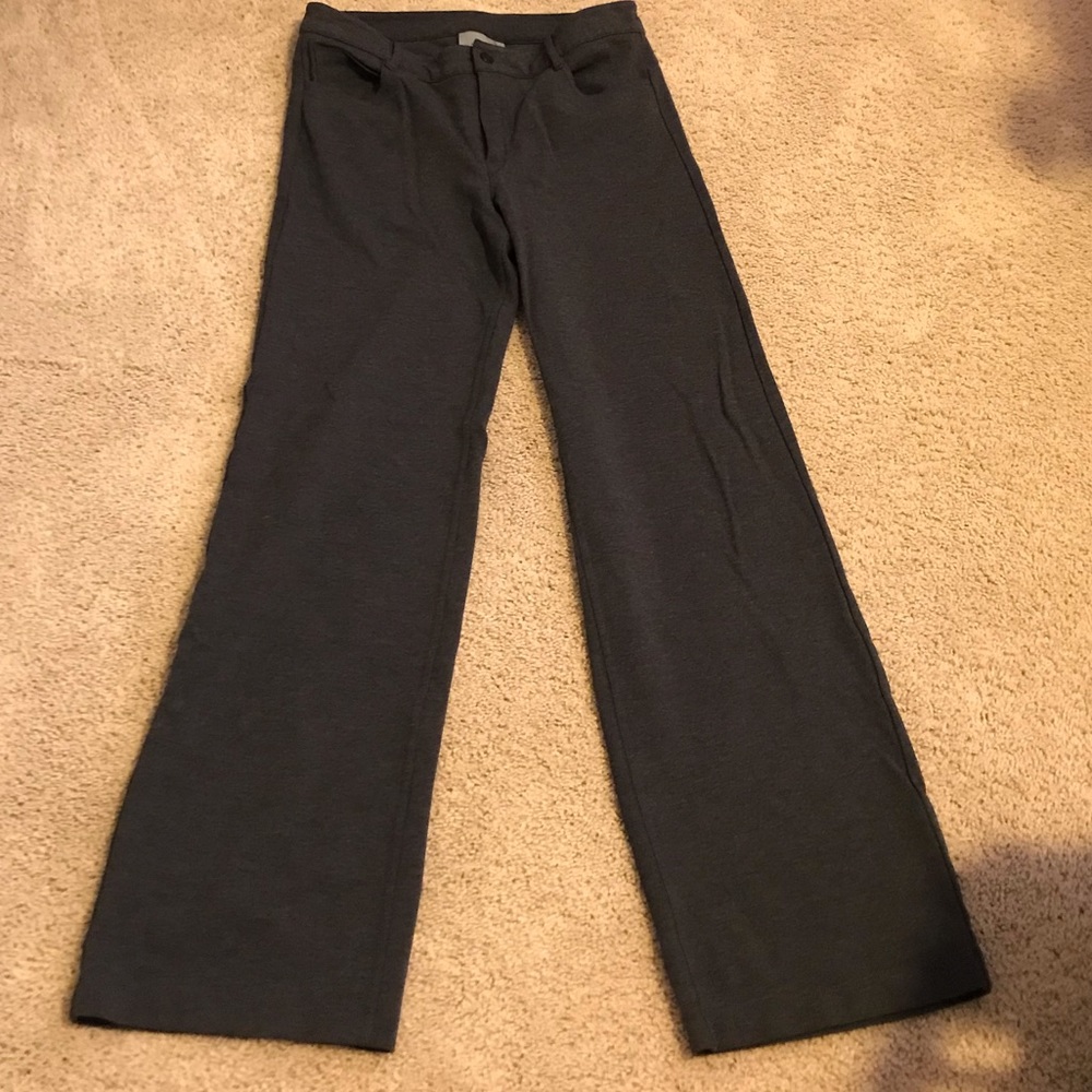 Gray ponte pants.